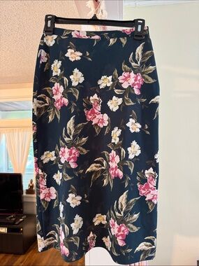 Volcom Navy Pencil Skirt with Pink & White Floral Print
